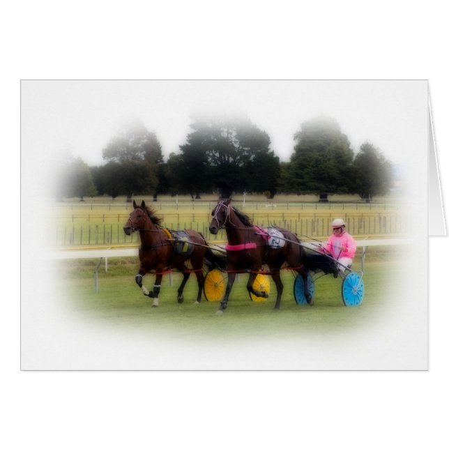 Standardbreds på löparbanan hälsningskort (Framsidan Horizontal)