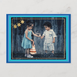 Standardvykort Hanukkah Guld/Blues Bläck Inbjudan Vykort