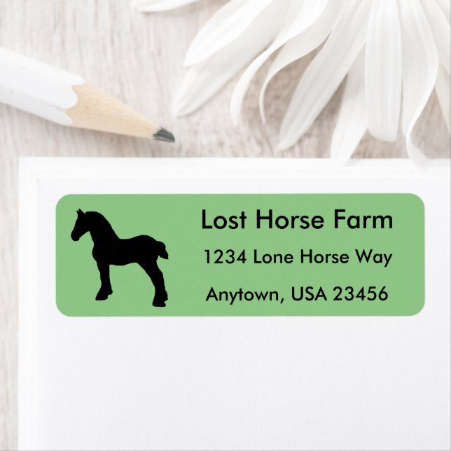 Ständiga Draft Horse Silhouette Returadress Etikett (Insitu)