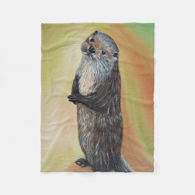 Ständiga floden Otter Painting Fleecefilt (Framsidan)