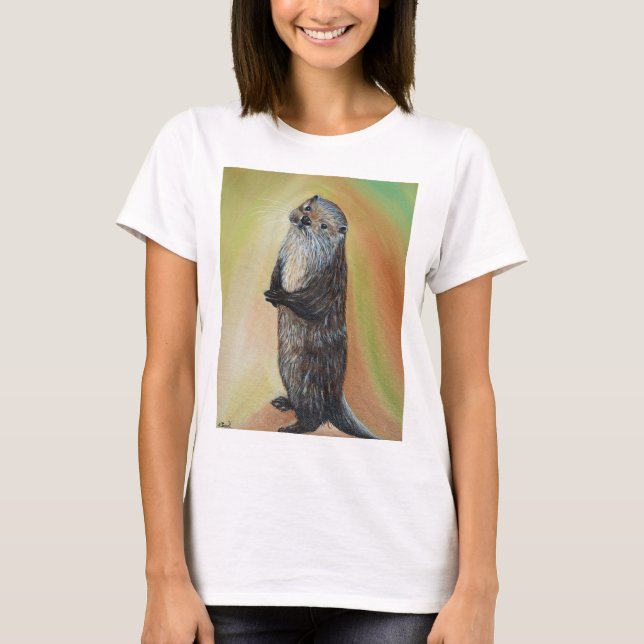Ständiga floden Otter Painting T Shirt (Framsida)