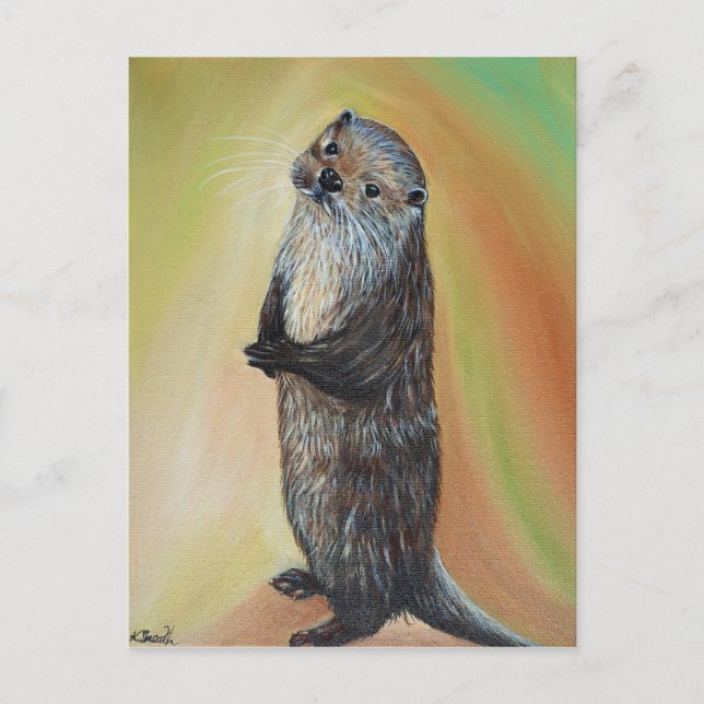 Ständiga floden Otter Painting Vykort (Framsida)