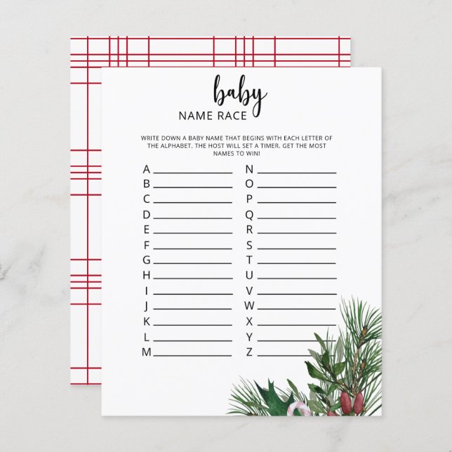 Ständigt barnnamn tävlingsspel (Fram/baksida)