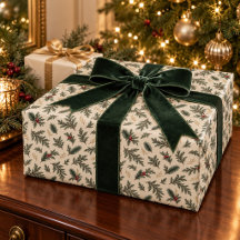 Ständigt grön botanisk julpresentpapper