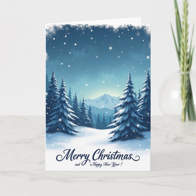Ständigt grön julkort från skog kort (Framsida)