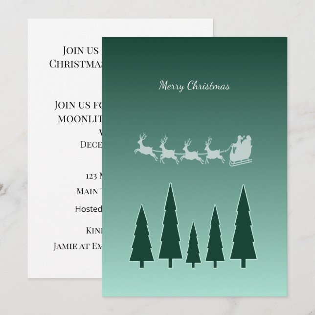 Ständigt Grön Julskjul Jul Inbjudan Glöd (Fram/baksida)