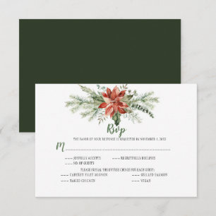 Ständigt grön röd poinsettia krans jul RSVP OSA Kort