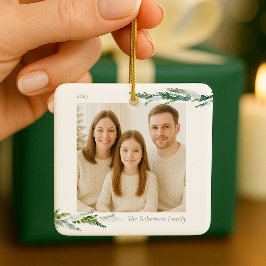 Ständigt grönt julfotoornament julgransprydnad keramik