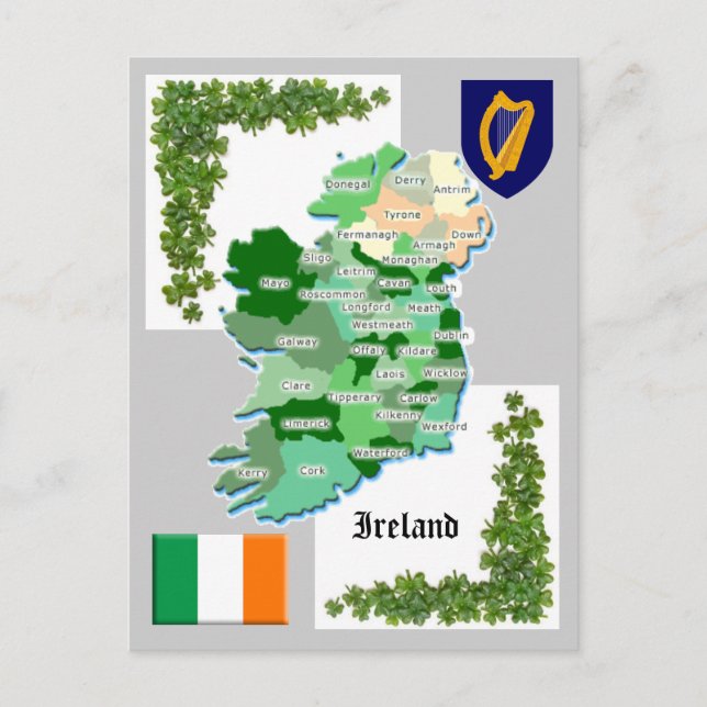 Ståndsmässig karta av Irland Vykort (Framsida)
