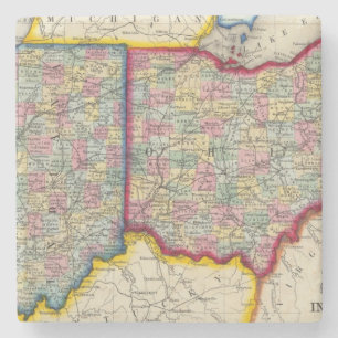 Ståndsmässig karta av Ohio och Indiana Underlägg Sten