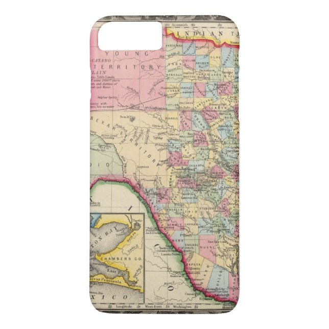 Ståndsmässig karta av Texas Case-Mate iPhone Skal (Baksida)