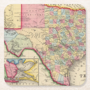 Ståndsmässig karta av Texas Underlägg Papper Kvadrat