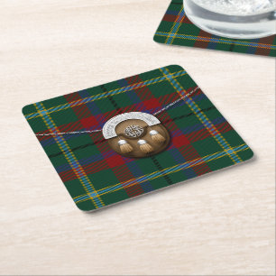 Ståndsmässig Mayo irländsk Tartan och Sporran Underlägg Papper Kvadrat