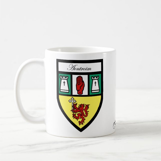 Ståndsmässiga Antrim karta- & vapensköldmuggar Kaffemugg (Vänster)