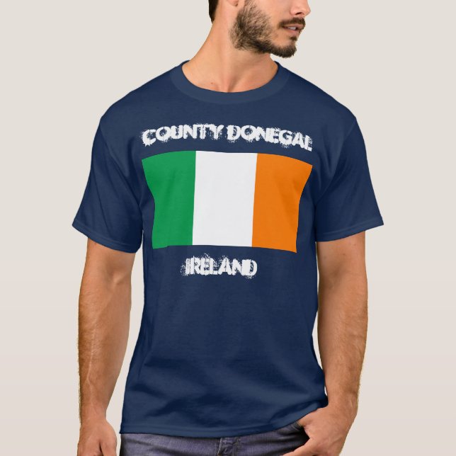 Ståndsmässiga Donegal, Irland med irländsk flagga Tee Shirt (Framsida)