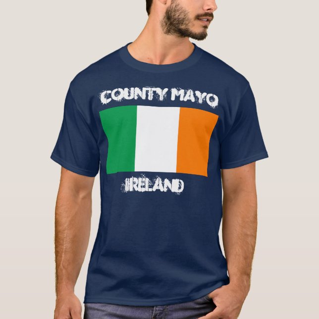 Ståndsmässiga Mayo, Irland med irländsk flagga Tee Shirt (Framsida)