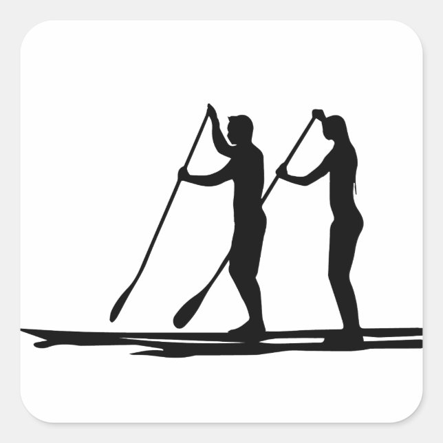 Standup paddle fyrkantigt klistermärke (Framsida)