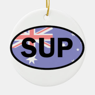 Standup Paddleboard Australia Flagga Julgransprydnad Keramik