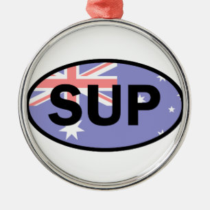 Standup Paddleboard Australia Flagga Julgransprydnad Metall