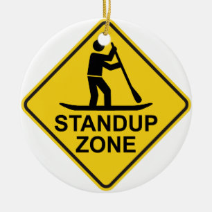 Standup Paddleboarding Zon Road Sign Julgransprydnad Keramik