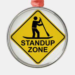 Standup Paddleboarding Zon Road Sign Julgransprydnad Metall