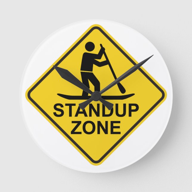 Standup Paddleboarding Zon Road Sign Rund Klocka (Framsida)