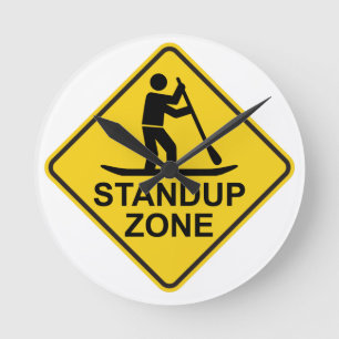 Standup Paddleboarding Zon Road Sign Rund Klocka