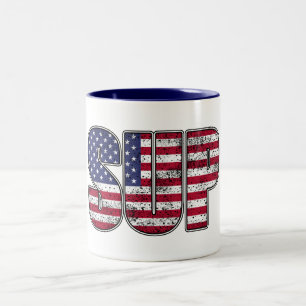 Standup Paddling SUP American Flagga Två-Tonad Mugg