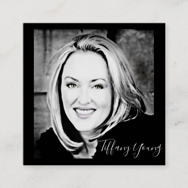 STÄNG!  Anpassa affärskorten för fotot. Fyrkantigt Visitkort (Framsida)