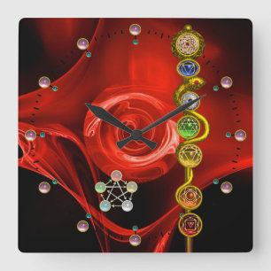 STÅNG AV ASCLEPIUS 7 CHAKRAS, YOGA, ANDLIG ENERGI FYRKANTIG KLOCKA