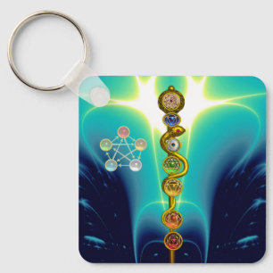 STÅNG AV ASCLEPIUS 7 CHAKRAS, YOGA, ANDLIG ENERGI NYCKELRING