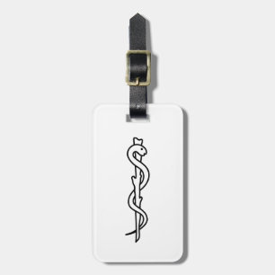 Stång av Asclepius [det medicinska symbolet] Bagagebricka