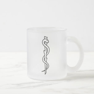 Stång av Asclepius [det medicinska symbolet] Frostad Glasmugg