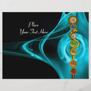 STÅNG AV ASCLEPIUS MED 7 CHAKRAS, ANDLIG ENERGI REKLAMBLAD