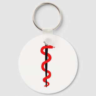 Stång av Asclepius Nyckelring