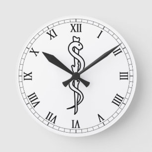 Stång av Asclepius Rund Klocka
