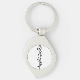Stång av Asclepius Swirl Silverfärgad Nyckelring