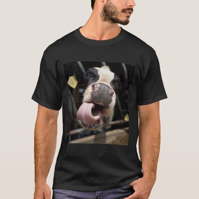 Stäng av Cow_s Nose och Tunga T Shirt (Framsida)
