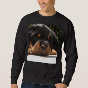 Stäng av en Sömnig rottweiler-valp Lång Ärmad Tröja