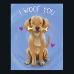 Stäng av Hund med ben jag vill skriva ut Poster<br><div class="desc">En gyllene handmålad illustration av en gyllene klämma med ett ben i munnen med en text ovanför som säger "jag vill ha dig".</div>