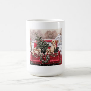 Stäng av julgranen Retro Red Lastbil med valpar H Kaffemugg