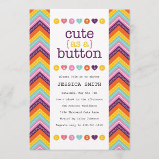 Stäng av ljudet som en Button Baby Shower-inbjudan Inbjudningar