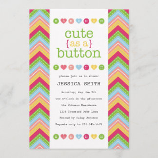 Stäng av ljudet som en Button Baby Shower-inbjudan Inbjudningar