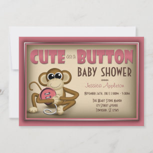 Stäng av ljudet som en Button Rosa Baby Shower-inb Inbjudningar