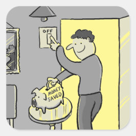 Stäng av Ljus Spara Energy Square-fästpunkt för Fyrkantigt Klistermärke