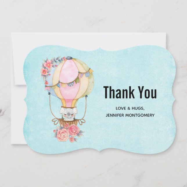 Stäng av Luftballongen med Bear Watercolor Tack Kort (Framsida)