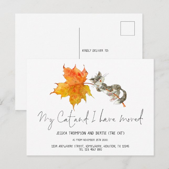 Stäng av mitt katt Jag har Flyttat skripthösten Ny Vykort (Fram/baksida)