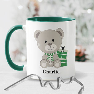 Stäng av Nallen med Grönt Julklapp Mugg