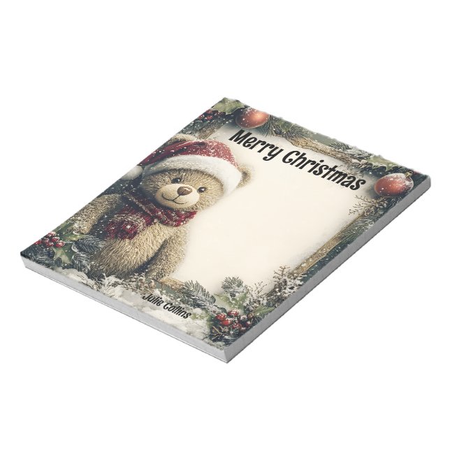 Stäng av Nallen med Juldekorationer Anteckningsblock (Roterad)