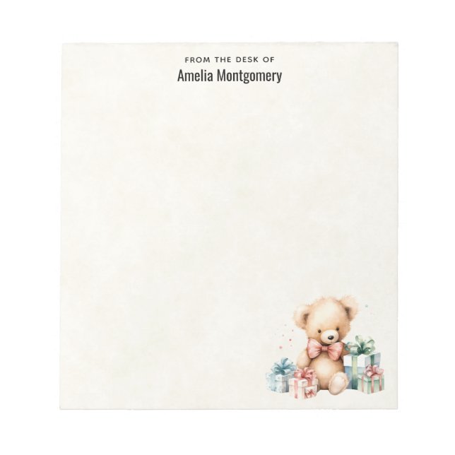 Stäng av Nallen med Julklapp Anteckningsblock (Framsida)